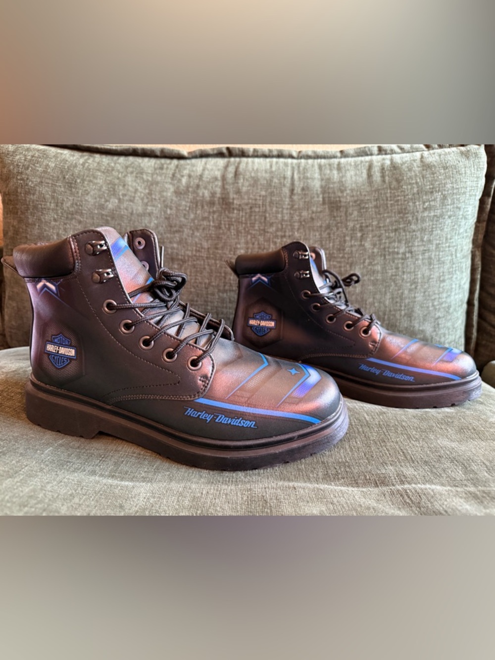 Harley-Davidson Black & Blue Riding Boots